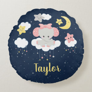 Elephant Pink und Marine Rundes Kissen