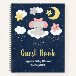 Elephant Pink und Navy Baby Shower Gästebuch Notizbuch