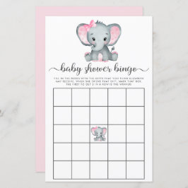 Elephant Pink Watercolor Baby Bingo Showspiel