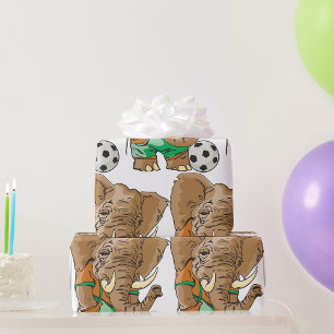 Elephant Playing Football Geschenkpapier
