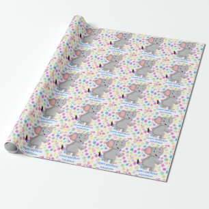 Elephant POKER DOTS BLUE Wrapping Paper Geschenkpapier