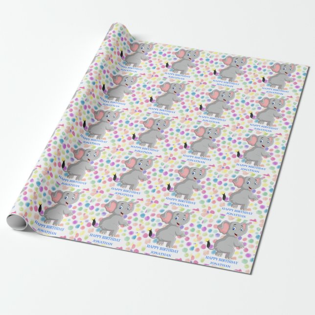 Elephant POKER DOTS BLUE Wrapping Paper Geschenkpapier (Ungerollt)