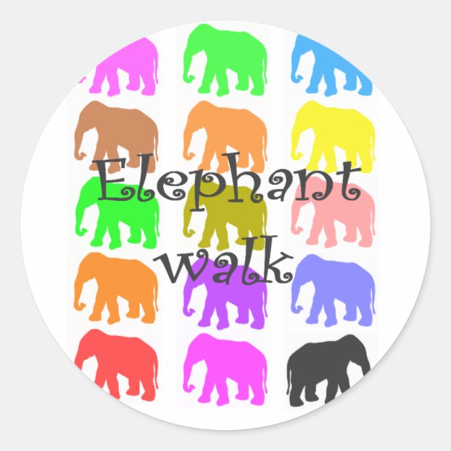 Elephant PopArt Geschenke Runder Aufkleber (Vorderseite)