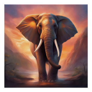Elephant Portrait digitales Poster
