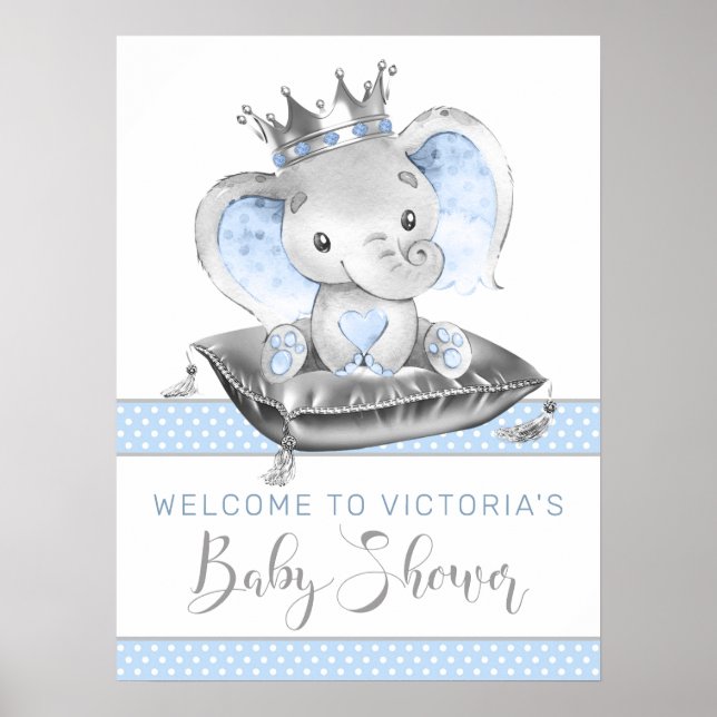 Elephant Prince Baby Dusche Begrüßungszeichen Poster (Vorne)