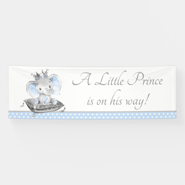 Elephant Prince Baby Shower Background Banner (Horizontal)