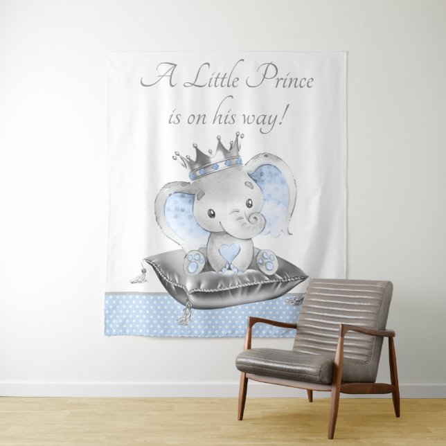 Elephant Prince Baby Shower Background Banner Wandteppich (Beispiel)