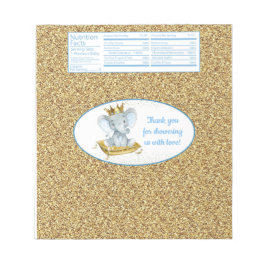 Elephant Prince Baby Shower Candy Bar Wrappers Notizblock