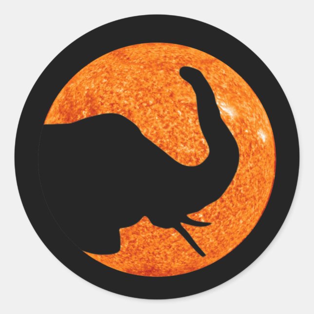 Elephant Profile Solar Eclipse Runder Aufkleber (Vorderseite)