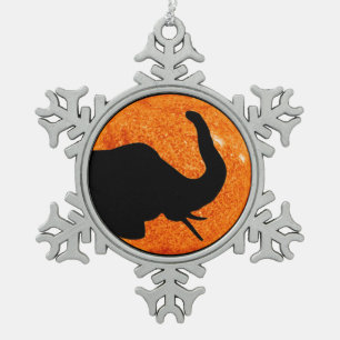 Elephant Profile Solar Eclipse Shadow Schneeflocken Zinn-Ornament