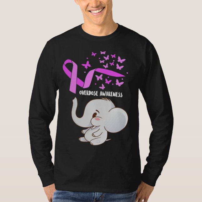 Elephant Purpleln Balloons Overdose Awareness Supp T-Shirt (Vorderseite)