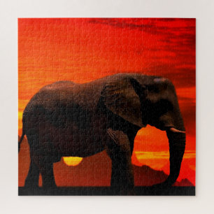 Elephant Puzzle Sunset