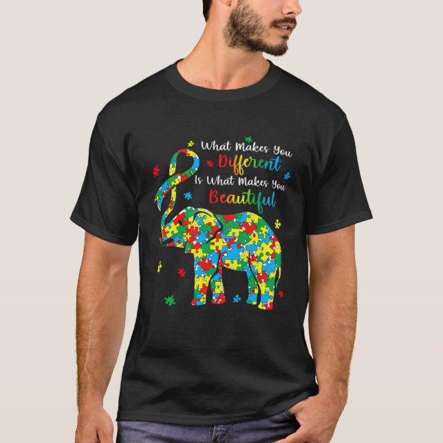 Elephant Puzzle What Makes You Different Autism Aw T-Shirt (Vorderseite)