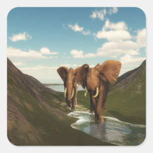 Elephant Quadratischer Aufkleber