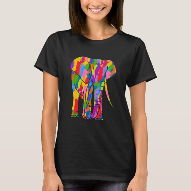 Elephant Rainbow Color Art T-Shirt (Vorderseite)