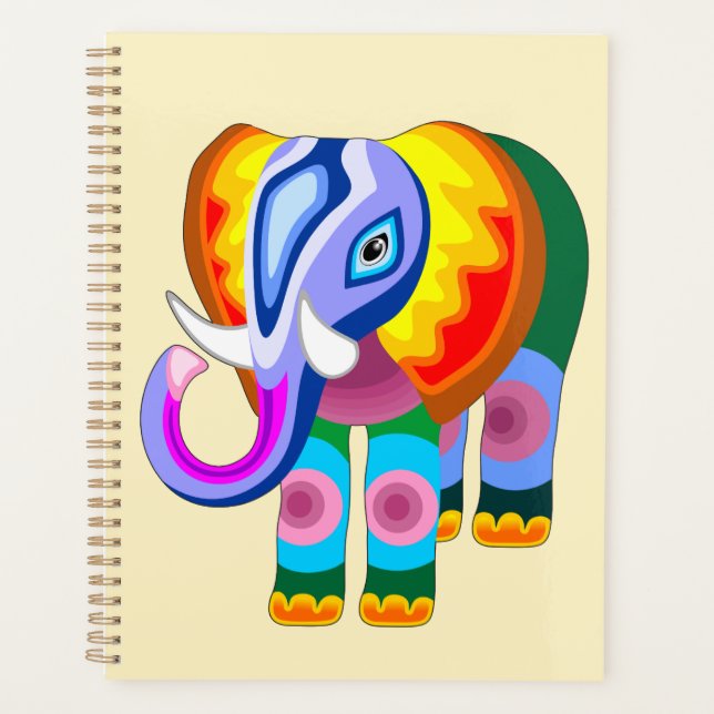 Elephant Rainbow Colors Patchwork Planer (Vorderseite)