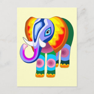 Elephant Rainbow Colors Patchwork-Postkarten Postkarte