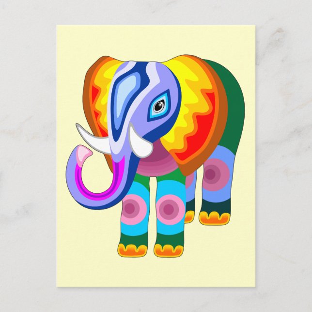 Elephant Rainbow Colors Patchwork-Postkarten Postkarte (Vorderseite)