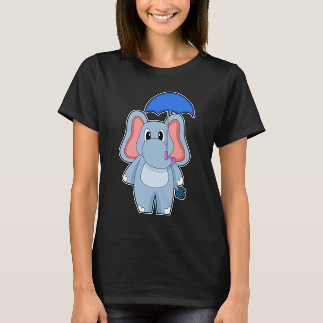 Elephant Raining Umbrella T-Shirt (Vorderseite)