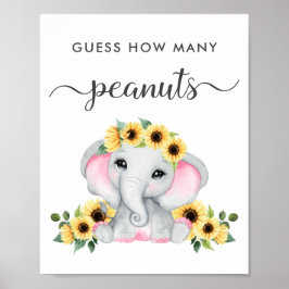 Elephant rät wie viele Peanuts Baby Dusche Poster