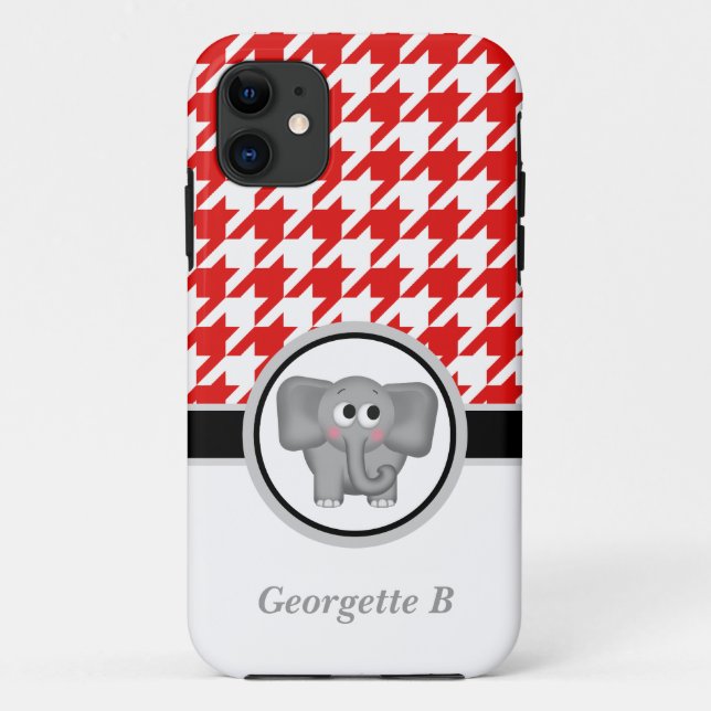 Elephant Red & White Hahnentrittmuster iPhone 5 Fa Case-Mate iPhone Hülle (Rückseite)
