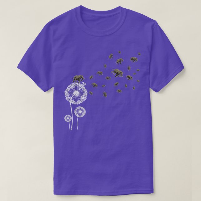 Elephant Retro Blume Puff Ball Dandelion T-Shirt (Design vorne)