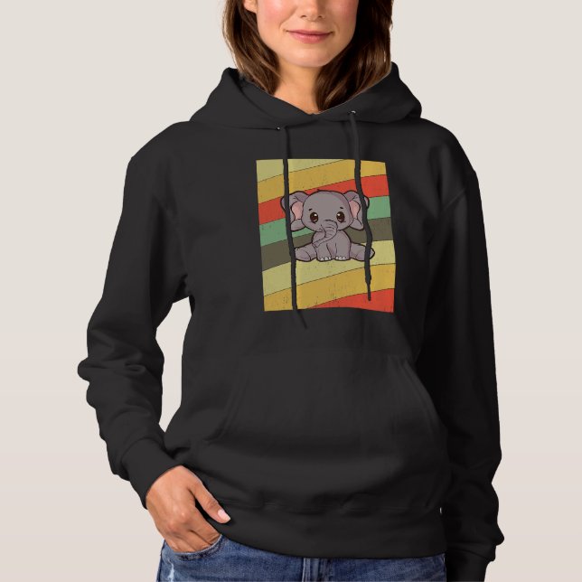 Elephant Retro Vintage Zoo Animal Zookeeper Hoodie (Vorderseite)