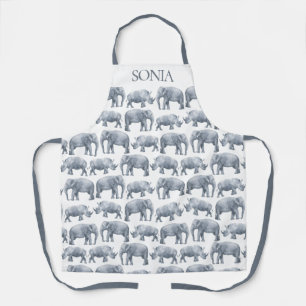 Elephant Rhino Wasserfarbmuster Schürze