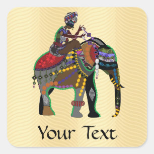 Elephant Rider Quadratischer Aufkleber