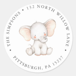 Elephant Rücksendeadresse Klassischer Rundaufklebe Runder Aufkleber