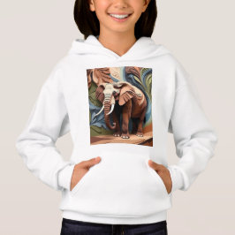 Elephant’s Aunty in Layered Paper-Cut Earth Tones Hoodie