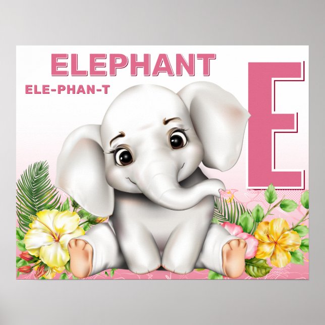 Elephant Safari Alphabet Chart Poster (Vorne)