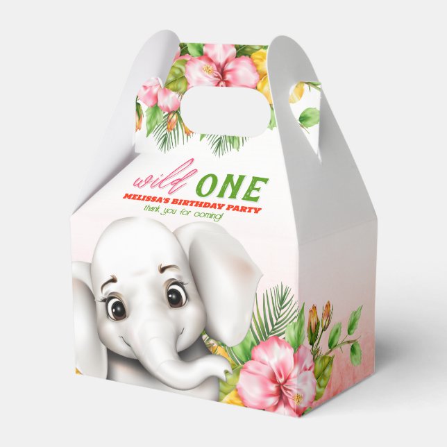 Elephant Safari Birthday Favor Boxes Geschenkschachtel (Vorderseite)