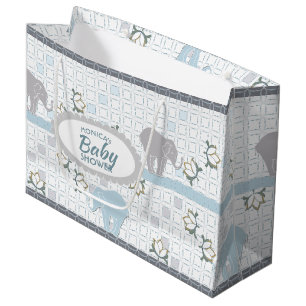 Elephant Safari Blue   Babydusche Große Geschenktüte