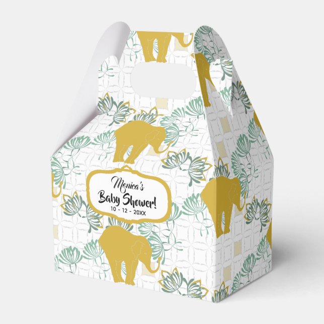 Elephant Safari Floral Jungle Zoo Baby Dusche Geschenkschachtel (Vorderseite)