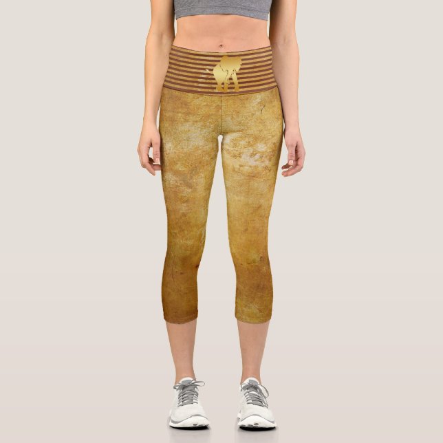 Elephant Safari Gold Capri Leggings (Vorderseite)