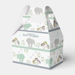 Elephant Safari Green Babydusche Geschenkschachtel