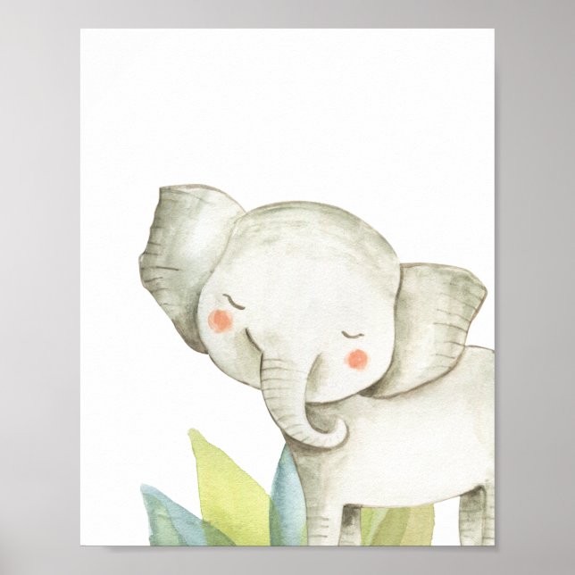 Elephant Safari Jungle Baby Kinderzimmer Print Poster (Vorne)