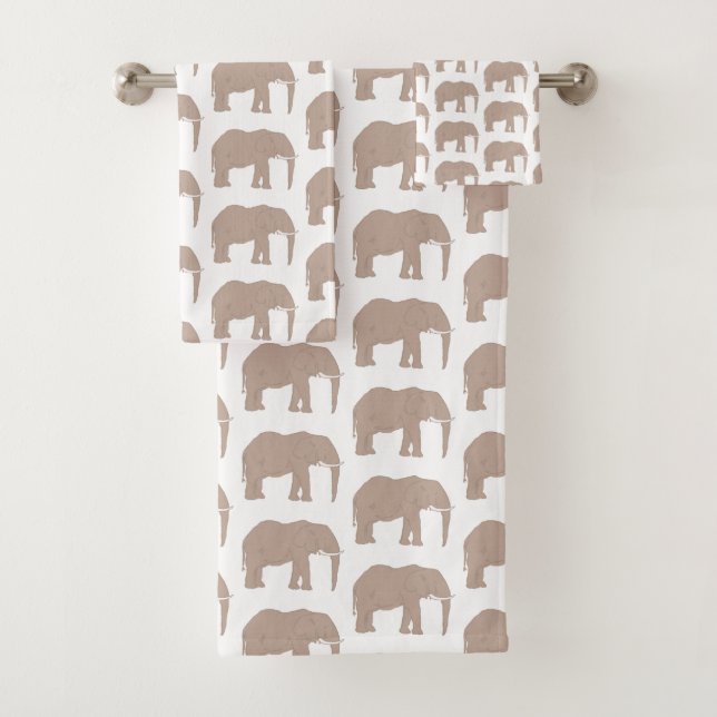 Elephant Safari Pattern Badetuch Set (Insitu)