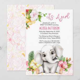 Elephant Safari Tropical Jungle Baby Dusche Einladung