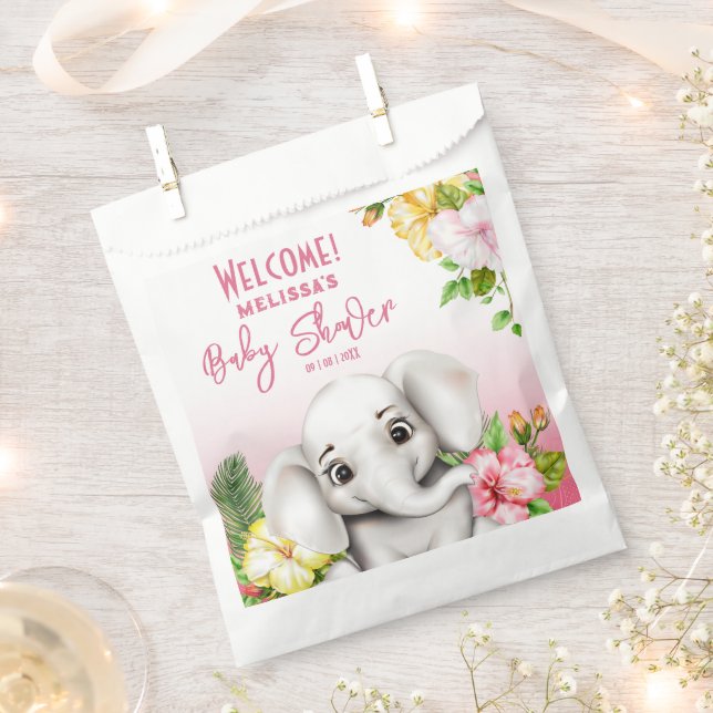 Elephant Safari Tropical Jungle Baby Dusche Geschenktütchen (Ausgeschnitten)
