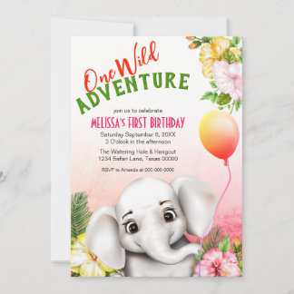 Elephant Safari Tropical Jungle Geburtstagsparty Einladung