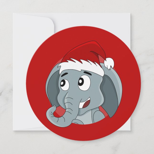 Elephant Santa Christmas Party - Einladung (Vorderseite)