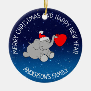 Elephant Santa Keramik Ornament