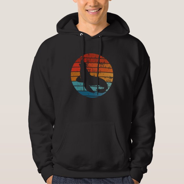 Elephant Seal Sunset Retro Vintage Hoodie (Vorderseite)