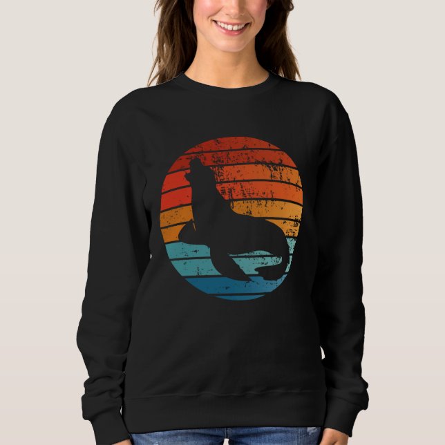 Elephant Seal Sunset Retro Vintage Sweatshirt (Vorderseite)