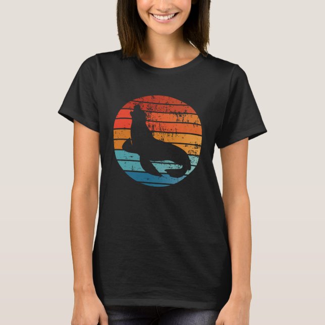 Elephant Seal Sunset Retro Vintage T-Shirt (Vorderseite)
