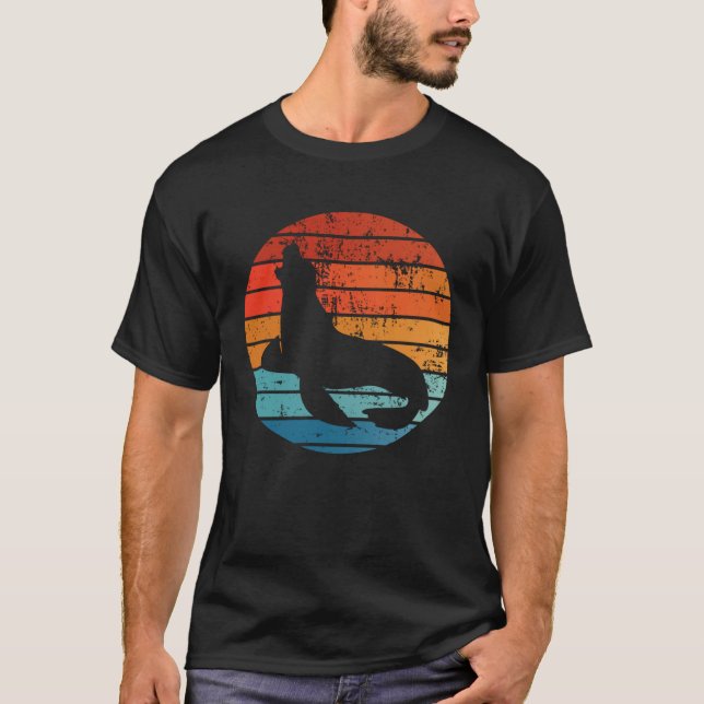Elephant Seal Sunset Retro Vintage T-Shirt (Vorderseite)