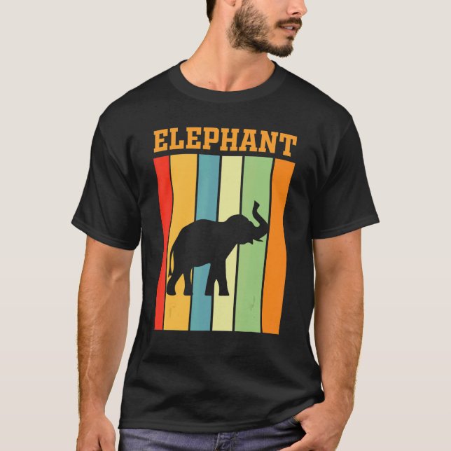 Elephant Shadow Silhouette in Retro-Farben T-Shirt (Vorderseite)
