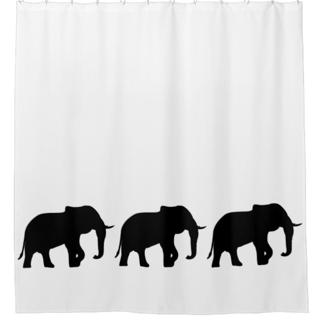 Elephant Silhouette schwarz + Ihre Ideen Duschvorhang (Vorderseite)